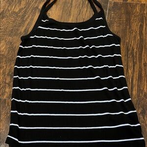 American Eagle Black White & Blue Striped Tank Top